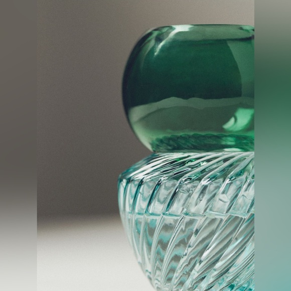 Anthropologie Teal and Green Glass Vase - Picture 2 of 3